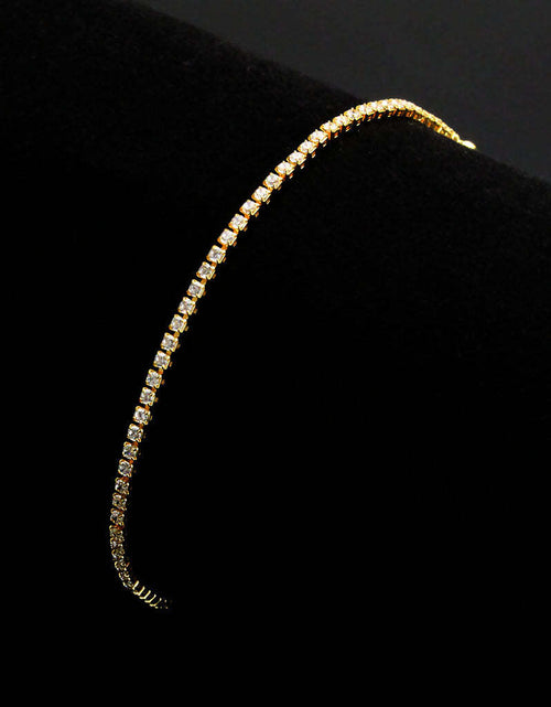 Load image into Gallery viewer, 3W1680 - Gold Brass Bracelet with AAA Grade CZ in Clear
