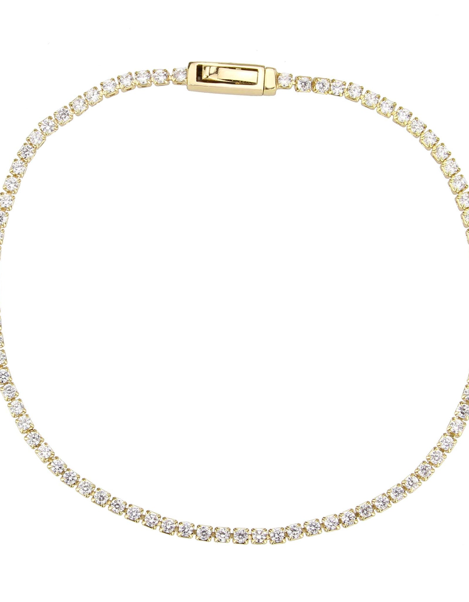3W1680 - Gold Brass Bracelet with AAA Grade CZ in Clear