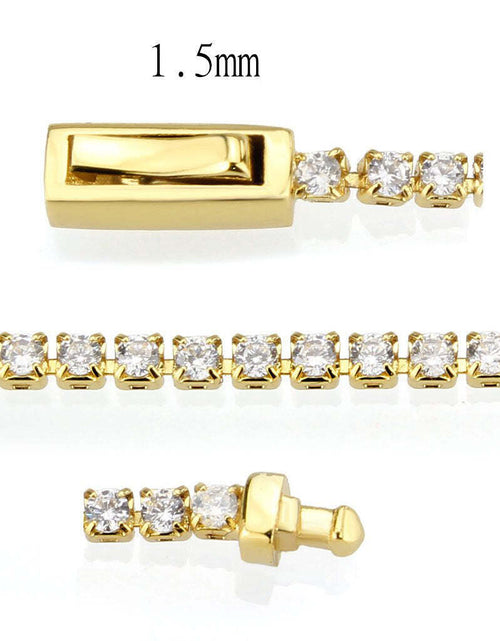 Load image into Gallery viewer, 3W1680 - Gold Brass Bracelet with AAA Grade CZ in Clear
