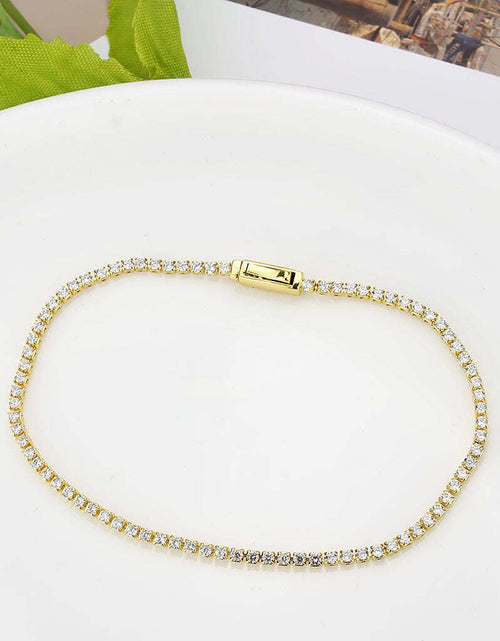 Load image into Gallery viewer, 3W1680 - Gold Brass Bracelet with AAA Grade CZ in Clear
