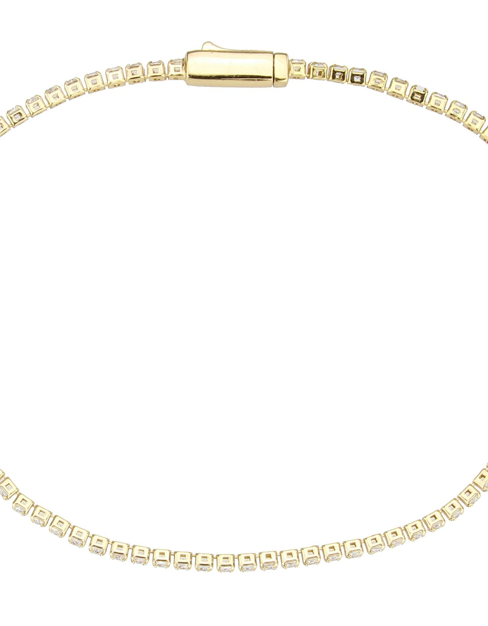 3W1680 - Gold Brass Bracelet with AAA Grade CZ in Clear