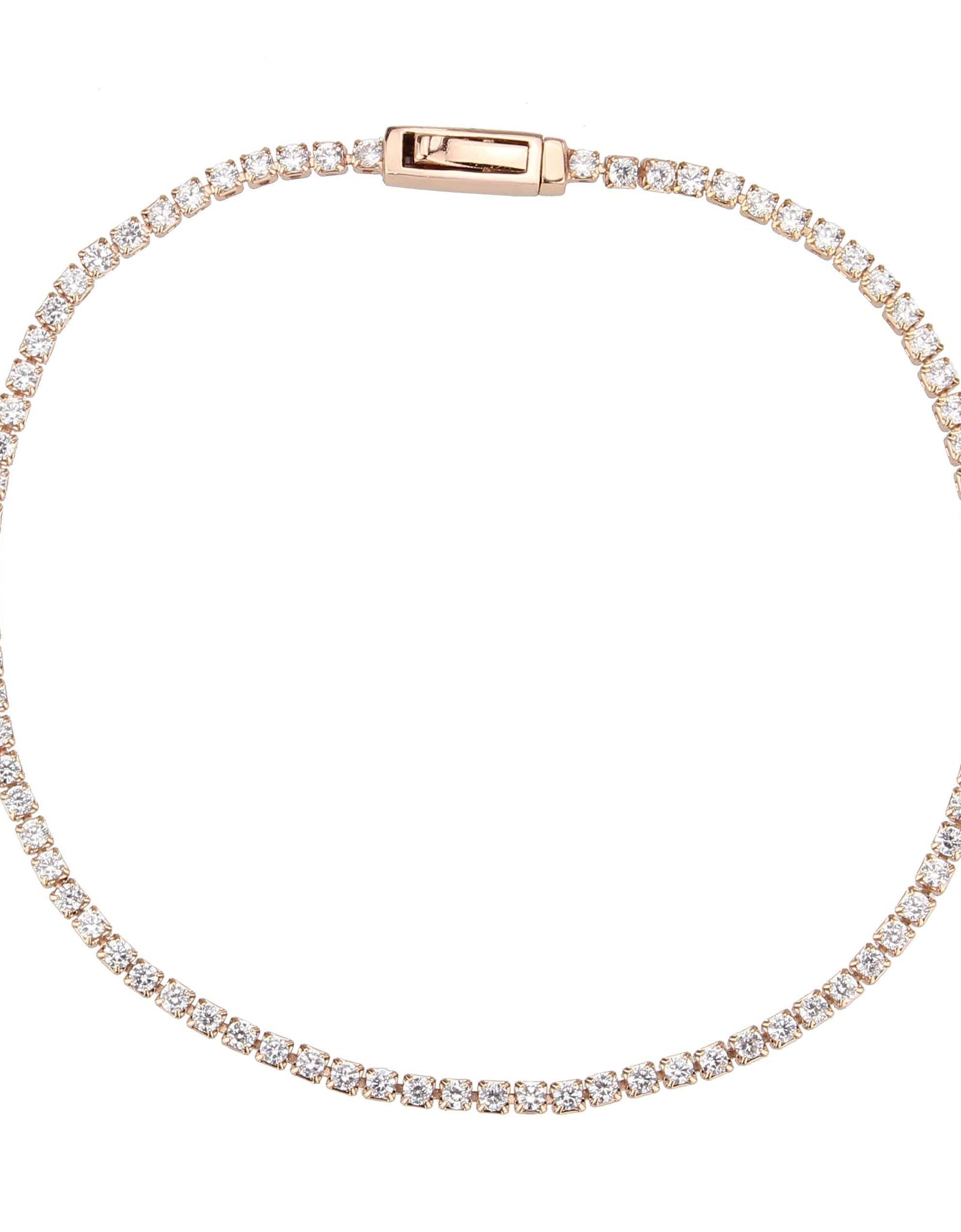 3W1681 - Rose Gold Brass Bracelet with AAA Grade CZ in Clear