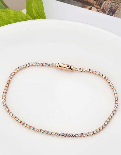 Load image into Gallery viewer, 3W1681 - Rose Gold Brass Bracelet with AAA Grade CZ in Clear
