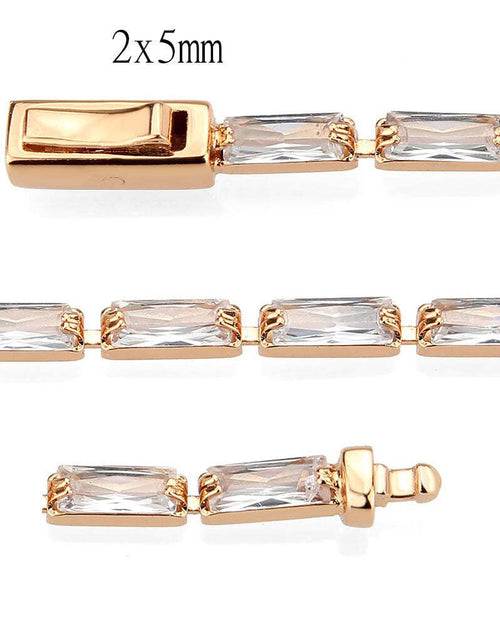 Load image into Gallery viewer, 3W1708 - Rose Gold Brass Bracelet with AAA Grade CZ in Clear
