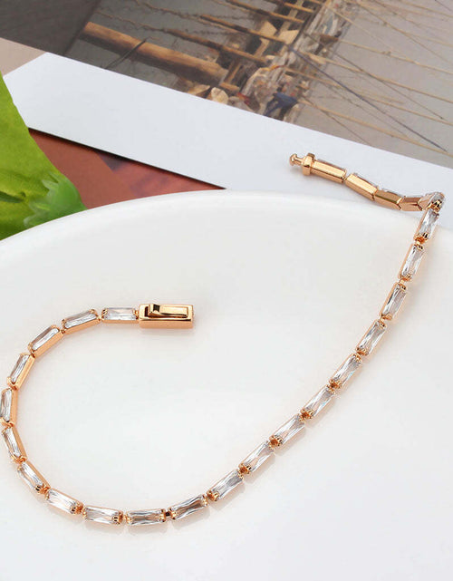 Load image into Gallery viewer, 3W1708 - Rose Gold Brass Bracelet with AAA Grade CZ in Clear
