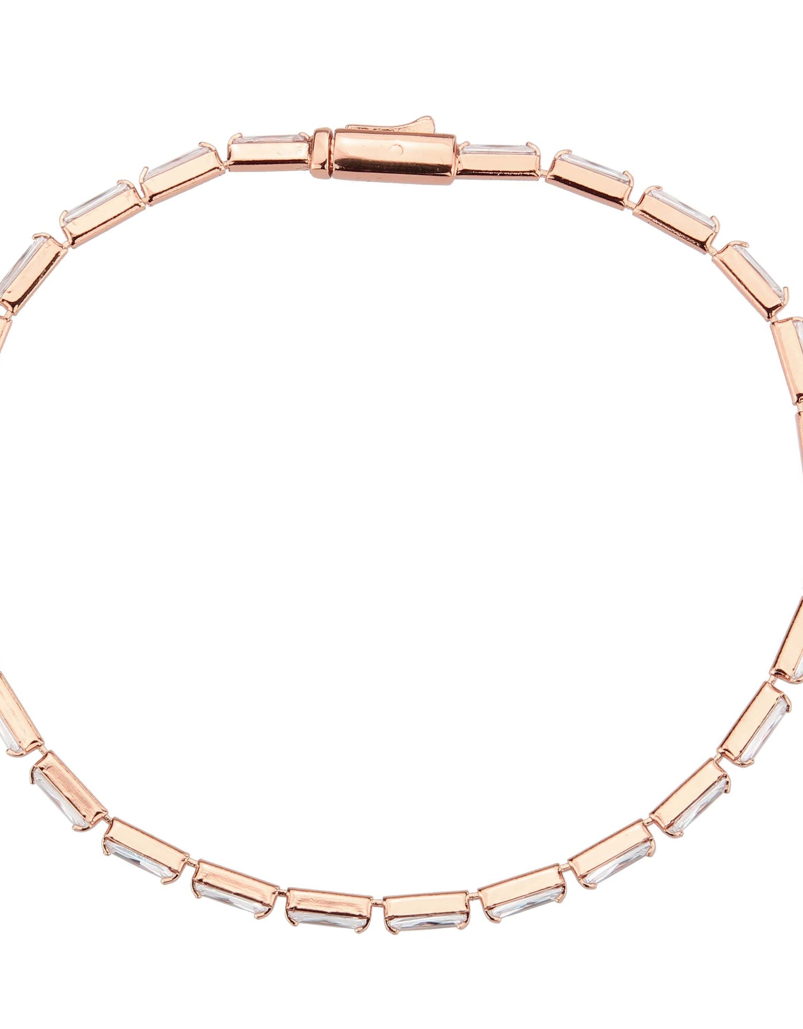 3W1708 - Rose Gold Brass Bracelet with AAA Grade CZ in Clear