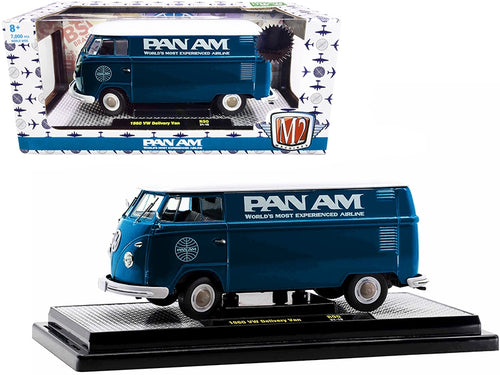 Load image into Gallery viewer, 1960 Volkswagen Delivery Van &quot;Pan Am&quot; Turquoise with White Top Limited Edition to 7000 pieces Worldwide 1/24 Diecast Model by M2 Machines
