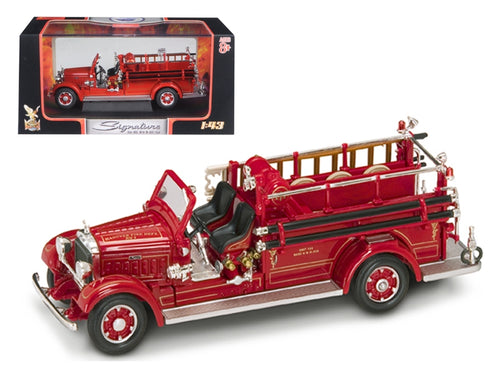 Load image into Gallery viewer, 1935 Mack Type 75BX Fire Engine Red 1/43 Diecast Model Car by Road Signature
