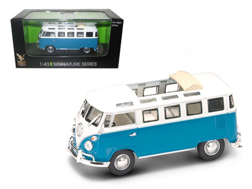 Load image into Gallery viewer, 1962 Volkswagen Microbus Van Bus Blue With Open Roof 1/43 Diecast Car by Road Signature
