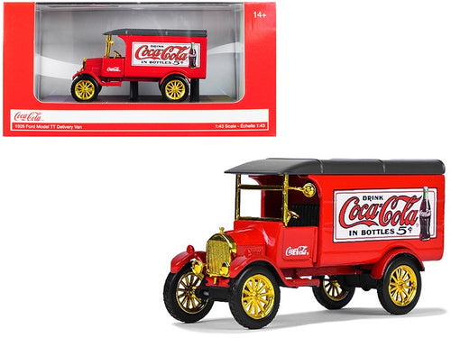 Load image into Gallery viewer, 1926 Ford Model TT Delivery Van &quot;Coca-Cola&quot; Red with Gold Wheels 1/43 Diecast Model Car by Motorcity Classics
