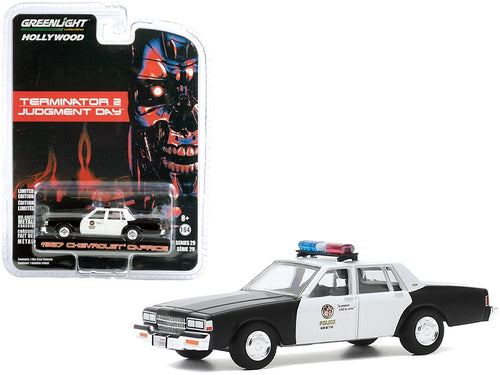 Load image into Gallery viewer, 1987 Chevrolet Caprice &quot;Metropolitan Police&quot; Black and White &quot;Terminator 2: Judgment Day&quot; (1991) Movie &quot;Hollywood Series&quot; Release 29 1/64 Diecast Model Car by Greenlight
