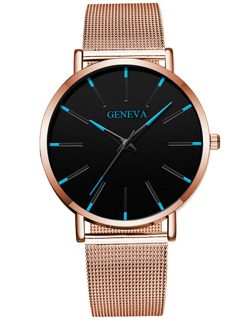 Load image into Gallery viewer, Color: Rose Gold Blue - Business Net Belt Quartz Watch
