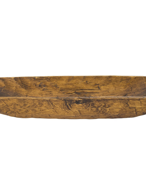 Load image into Gallery viewer, Rustic Brown and Natural Handcarved Thin Oval Centerpiece Bowl
