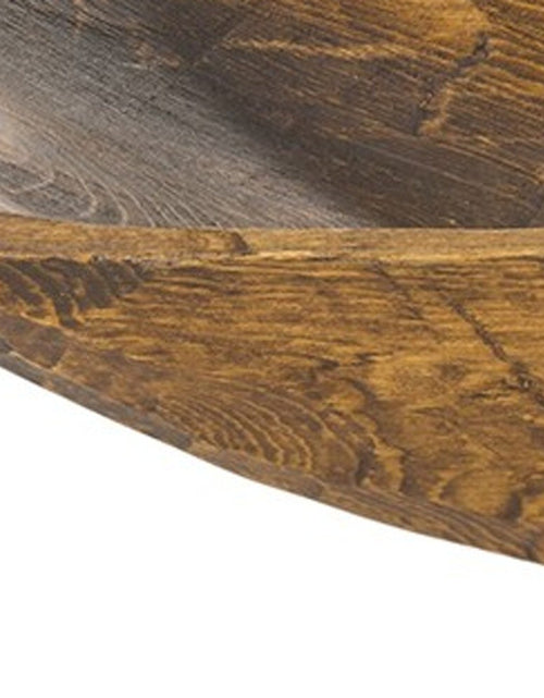 Load image into Gallery viewer, Rustic Brown and Natural Handcarved Thin Oval Centerpiece Bowl
