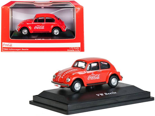 Load image into Gallery viewer, 1966 Volkswagen Beetle &quot;Coca-Cola&quot; Red 1/72 Diecast Model Car by Motorcity Classics
