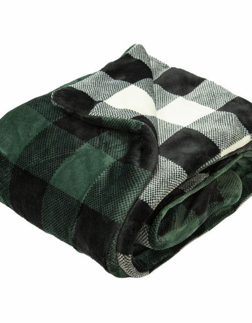 Load image into Gallery viewer, Buffalo Black Green Printed Velvet and Velvet Throw Blanket

