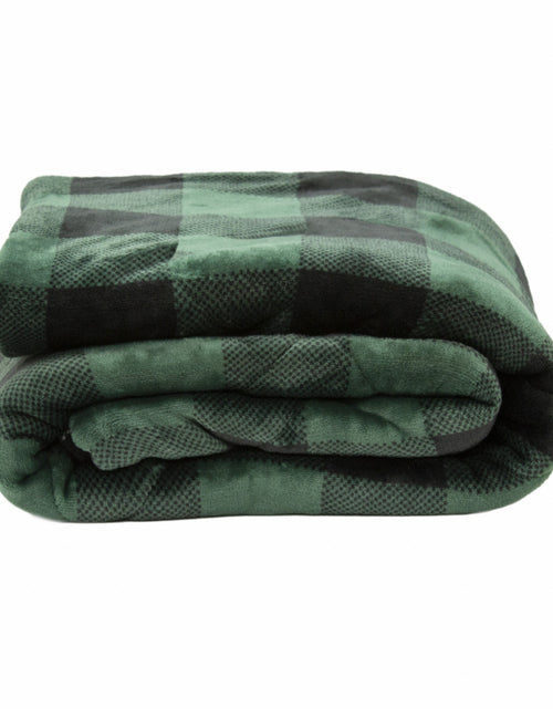 Load image into Gallery viewer, Buffalo Black Green Printed Velvet and Velvet Throw Blanket
