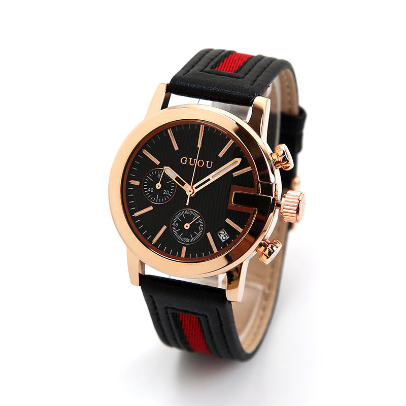 Color: Black, Size: S - Small dial ladies calendar belt watch