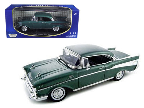 Load image into Gallery viewer, 1957 Chevrolet Bel Air Hard Top Green 1/18 Diecast Model Car by Motormax
