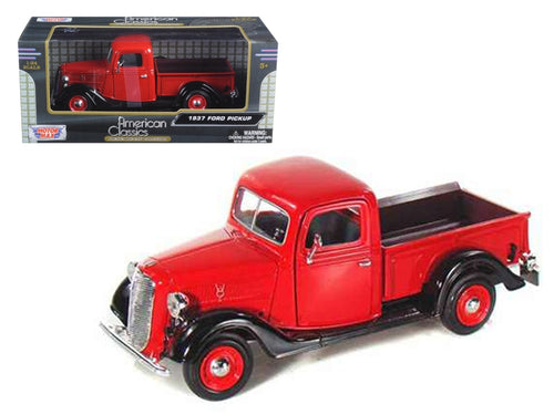 Load image into Gallery viewer, 1937 Ford Pickup Truck Red and Black 1/24 Diecast Model Car by Motormax
