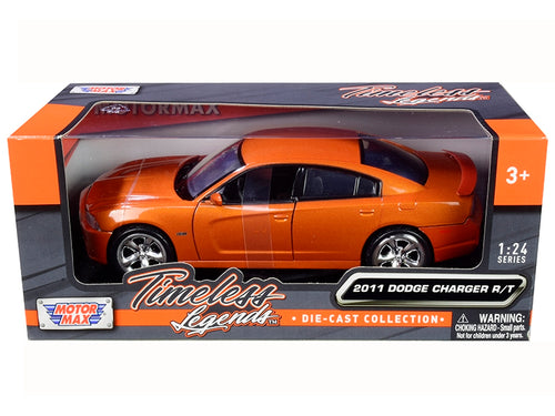 Load image into Gallery viewer, 2011 Dodge Charger R/T Hemi Metallic Orange 1/24 Diecast Model Car by Motormax

