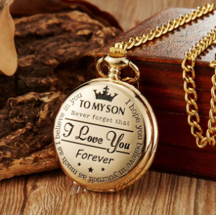 Color: Forever Golden - TO MY SON LOVE FOREVER Quartz Pocket Watch