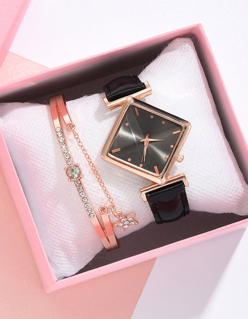 Load image into Gallery viewer, Color: Black brown - Square head quartz watch set
