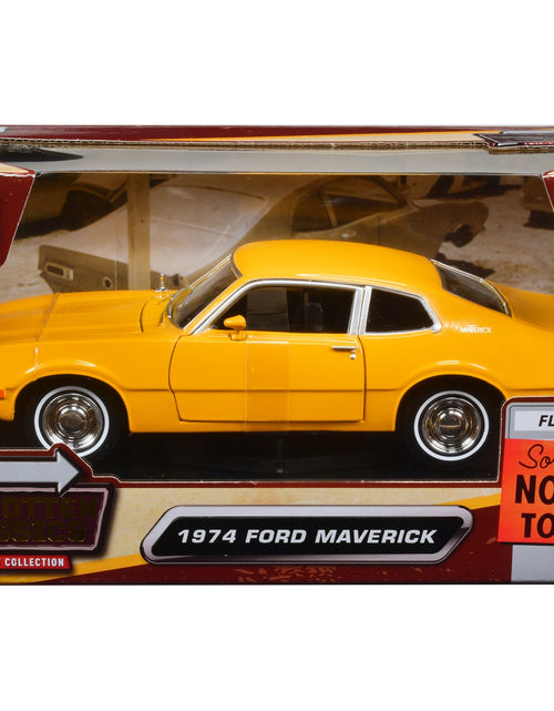 Load image into Gallery viewer, 1974 Ford Maverick Yellow &quot;Forgotten Classics&quot; 1/24 Diecast Model Car by Motormax
