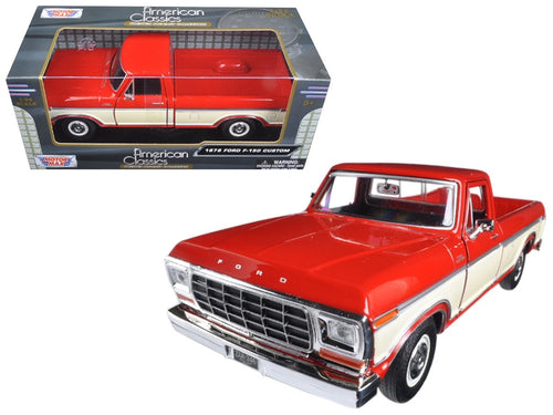 Load image into Gallery viewer, 1979 Ford F-150 Pickup Truck Red and Cream 1/24 Diecast Model Car by Motormax

