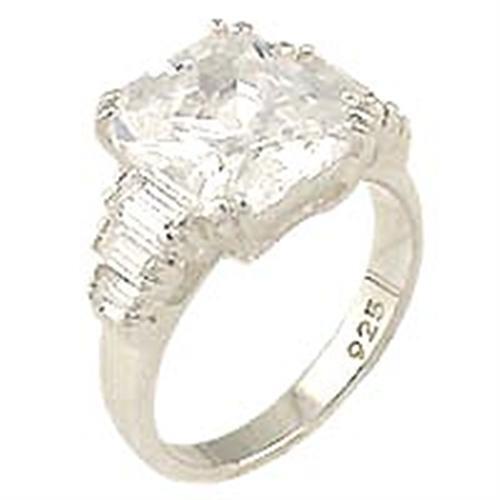 Load image into Gallery viewer, 00827 High-Polished 925 Sterling Silver Ring with AAA Grade CZ in Clear
