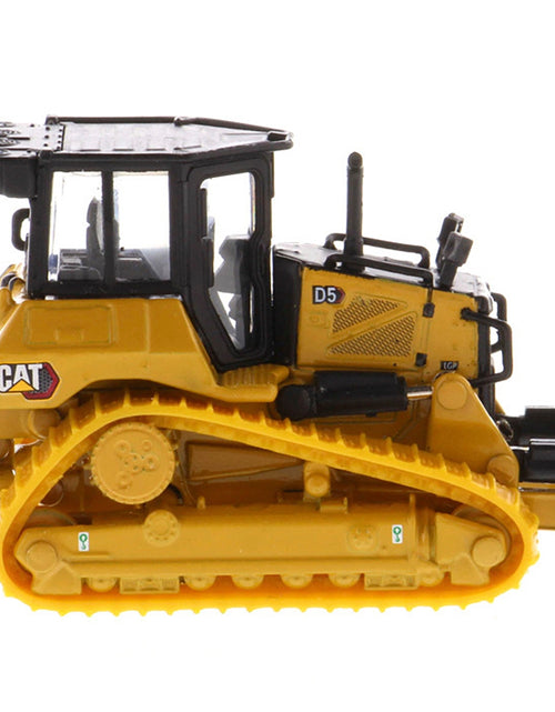Load image into Gallery viewer, CAT Caterpillar D5 Track-Type Dozer Yellow with Fine Grading Undercarriage and Foldable Blade &quot;High Line Series&quot; 1/87 (HO) Scale Diecast Model by Diecast Masters
