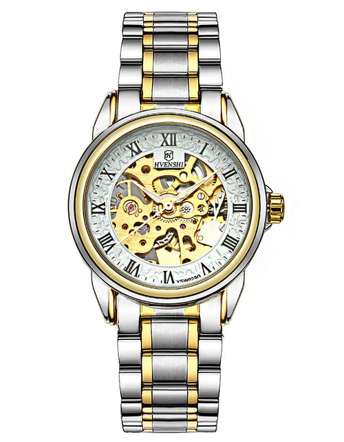 Load image into Gallery viewer, Color: Gold white steel - Double-sided hollow automatic mechanical watch
