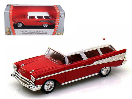 Load image into Gallery viewer, 1957 Chevrolet Nomad Red with White Top 1/43 Diecast Model Car by Road Signature
