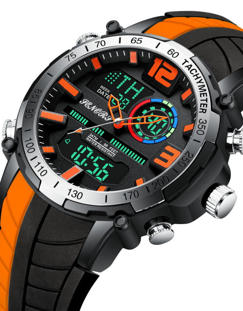 Load image into Gallery viewer, Color: Orange - Sports multifunctional dual display men&#39;s watch
