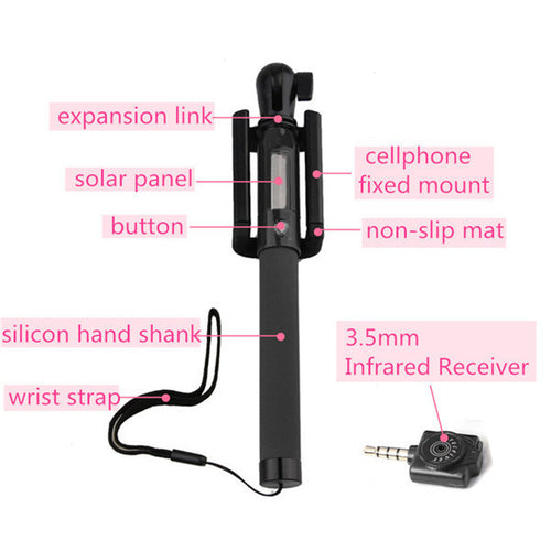 Load image into Gallery viewer, Solar Power Infrared Remote Handheld Selfie Stick Monopod For Cell Phone
