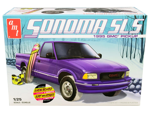 Load image into Gallery viewer, Skill 2 Model Kit 1995 GMC Sonoma SLS Pickup Truck with Snowboard and Boots 1/25 Scale Model by AMT
