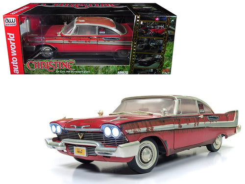 Load image into Gallery viewer, 1958 Plymouth Fury &quot;Christine&quot; Dirty / Rusted Version 1/18 Diecast Model Car by Auto World
