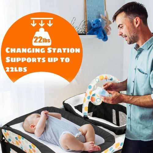 Load image into Gallery viewer, 4-in-1 Convertible Portable Baby Playard with Changing Station-Blue - Color: Blue
