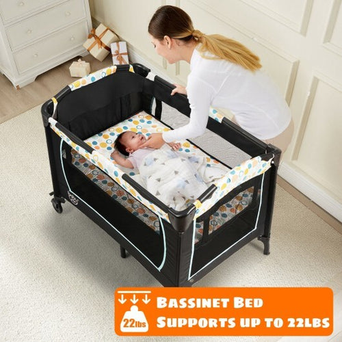 Load image into Gallery viewer, 4-in-1 Convertible Portable Baby Playard with Changing Station-Blue - Color: Blue
