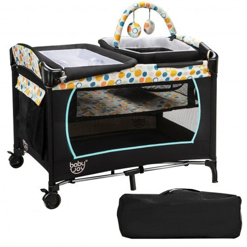 Load image into Gallery viewer, 4-in-1 Convertible Portable Baby Playard with Changing Station-Blue - Color: Blue
