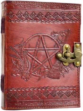 Load image into Gallery viewer, Pentagram leather blank book w/ latch
