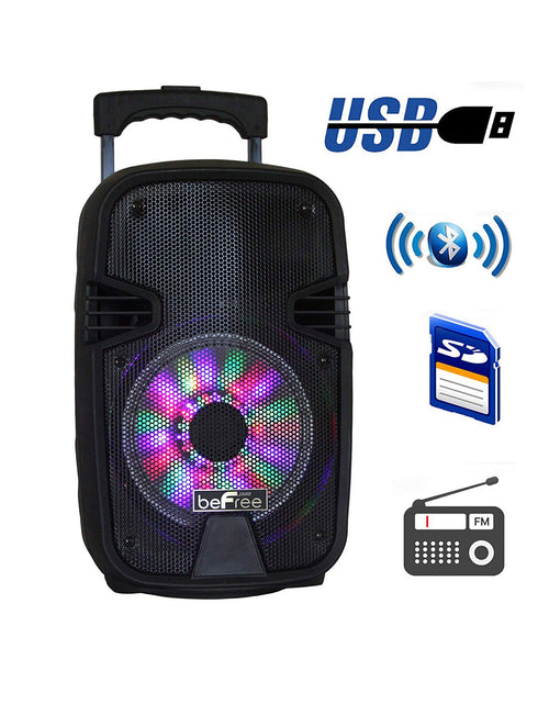 Load image into Gallery viewer, beFree Sound 8 Inch Bluetooth Portable Party Speaker with USB, SD and Reactive Lights
