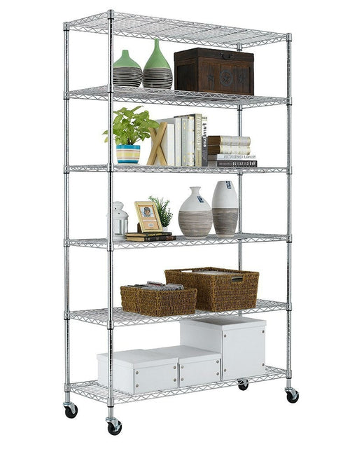 Load image into Gallery viewer, Heavy Duty 6-Shelf Metal Storage Rack Shelving Unit with Casters
