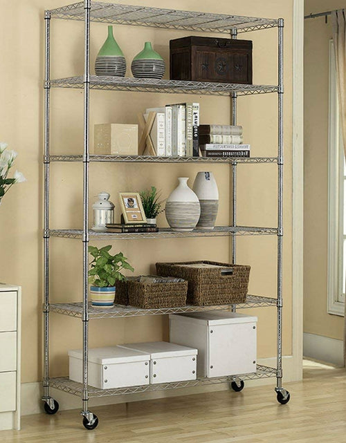 Load image into Gallery viewer, Heavy Duty 6-Shelf Metal Storage Rack Shelving Unit with Casters
