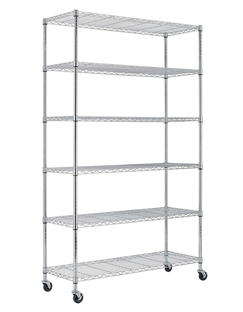 Load image into Gallery viewer, Heavy Duty 6-Shelf Metal Storage Rack Shelving Unit with Casters
