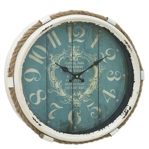 Load image into Gallery viewer, 17-inch Nautical Blue Vintage Style Wall Clock
