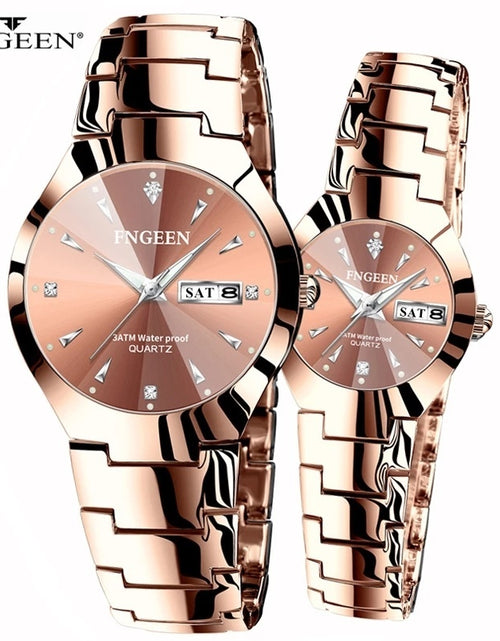 Load image into Gallery viewer, Relogio Feminino FNGEEN Couple Watch Men Quartz watch for Lovers Luxury Womens wristwatch Christmas Stainless Steel Waterproof
