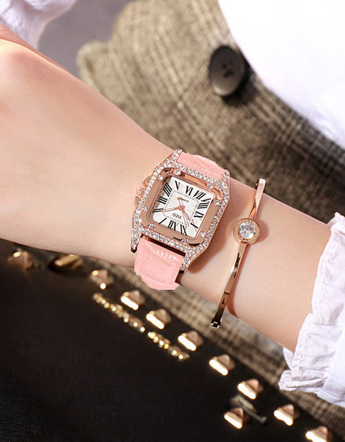 Load image into Gallery viewer, Female student Korean style square rhinestone leisure starry sky quartz watch
