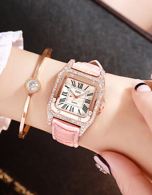 Load image into Gallery viewer, Female student Korean style square rhinestone leisure starry sky quartz watch
