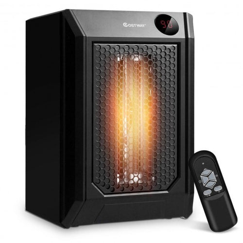 Load image into Gallery viewer, 1500 W Remote Control Portable Electric Digital Quartz Space Heater - Color: Black
